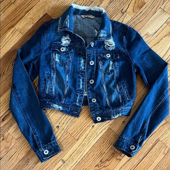 Highway Jeans Jackets & Blazers - Highway Jeans Dark Blue Distressed Kids Jean Jacket